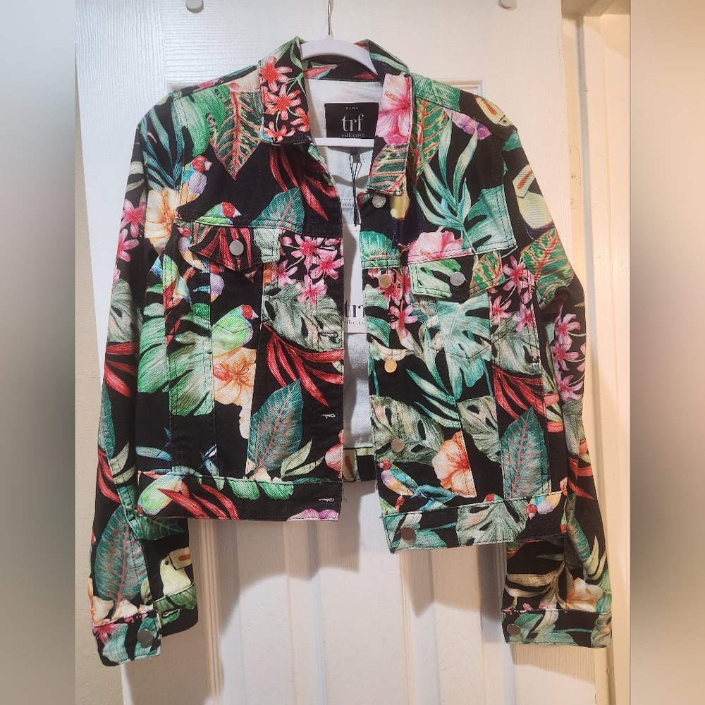 Zara trf Collection Floral Tropical Print Jacket L